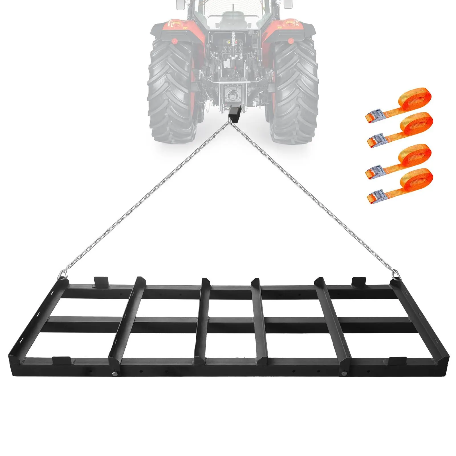 Landscape Rake, Leveler Rake, Lawn Leveler, Drag Harrow, Garden Leveling Tool, Tractor Attachment, Soil Leveler, 8ft Leveler