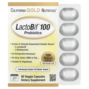 California Gold Nutrition LactoBif® 100 Probiotics, 100 Billion CFU, 60 Veggie Capsules
