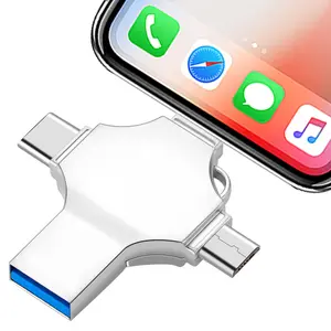 4 in 1 USB Flash Drive, High Speed USB 3.0 Memory Storage, Usb Memory Stick, OTG Flash Pen Drive for Android Smart Phones, PC, Laptops and More Devices