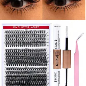 Lash Clusters Individual Cluster Lash Extensions DIY Multi-Type Mixed Wispy Faux Mink Eyelash Tray Bottom, Spike, Volume Lashes For Self Application At Home DIY Lash Extension Kit(30D+40D+50D)