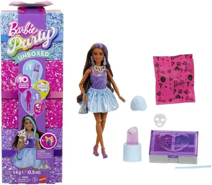 Barbie Party Unboxed Glam Party Series Purple Sparkle Doll & Accessories  [COLLECTIBLES] Paper Doll