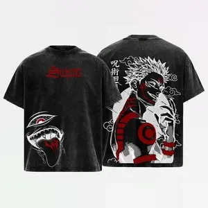 Sukuna Tee Washed – Jujutsu Kaisen Execution The Movie Culling Game Arc Vintage Oversized Heavy Cotton Double Printed Anime Manga T-Shirt, Retro Unisex Streetwear Graphic Top, Ryomen Sukuna’s Vessel Curse King Edition, JJK Japanese Otaku Gift Tee