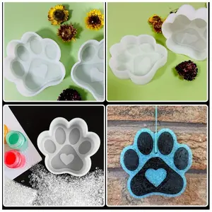 2pcs Paw Print Heart Freshie Soap making mold, Full Silicone Car Freshie Mold For Freshies Making Aroma Bead Soap Candle Wax Melt Resin Silicone Mold DIY Handmade Craft