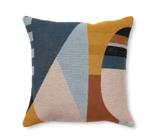 Artistic Geo Face Throw Pillow 18” Square Modern Decorative Cushion for Sofa Bedroom