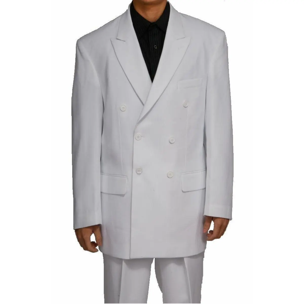 Mens Classic Fit Double Breasted Poplin Suit in White