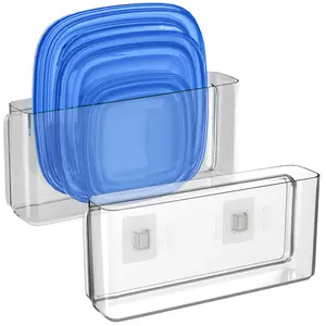 NiHome Acrylic Wall Mount Organizer 2-Pack, Slim Multi-Use Over Cabinet Storage Bins No-Drill Installation, Versatile Use for Kitchen, Bathroom, Office Perfect for Small Accessories Boxes