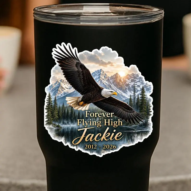 Jackie Bald Eagle Memorial Sticker, Forever Flying High 2012-2026, Big Bear Eagle Cam Tribute Decal, Birdwatcher Remembrance