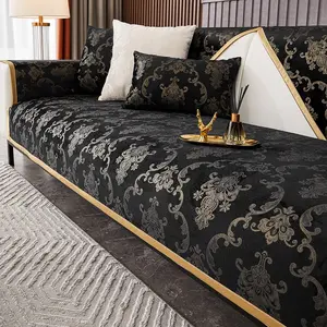 Universal European Gold Pattern Sofa Cover, All-Season Non-Slip Sofa Pad, Pet-Resistant Sofa Protector, Suitable for Bedroom, Office, Living Room