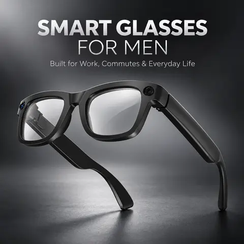 JEYUIN Men’s Square Frame Multifunctional Smart Glasses - AI Photochromic Wearable, Wireless Audio Glasses with Bluetooth, Hands-Free Calling, Voice Assistant, Realtime Translation, WiFi