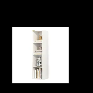 4 Cube Small Bookshelf,  Wooden Corner Shelf, Modern Thin Cubes Storage Organizer Display Shelving for Bedroom, Library, Living Room, Home, Office, Brown Design Aesthetic， floating shelves