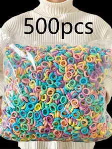 500pcs Girls' Multi-Color Hair Accessories Set, Elastic Hair Accessory, High Elasticity Traceless Non-Damaging Design, Perfect Daily & Holiday Gifts, Random Colors Available