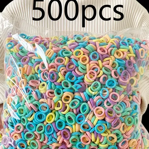 500pcs Girls' Multi-Color Hair Accessories Set, Elastic Hair Accessory, Hairstyle Accessory, High Elasticity Traceless Non-Damaging Design, Perfect Daily & Holiday Gifts, Random Colors Available