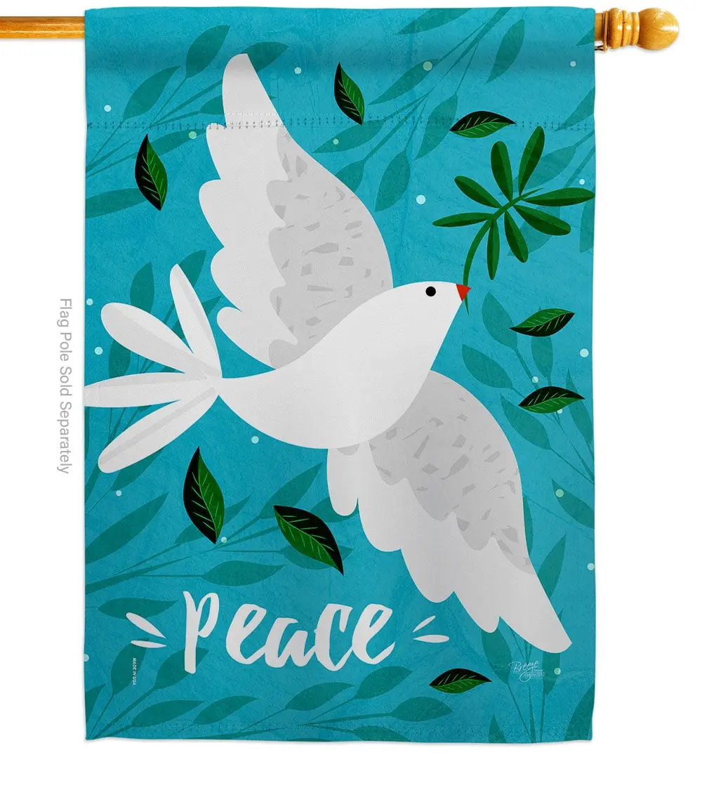 Breeze Decor H120097-BO 28 x 40 in. Want Peace House Flag with Sweet Life Earth Double-Sided Decorative Vertical Banner Garden Yard Gift