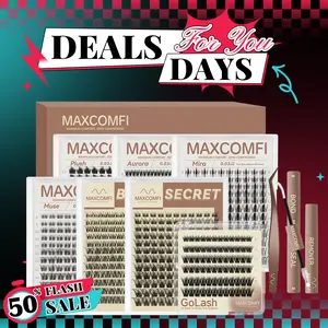 MAXCOMFI Pro DIY Cosmetic Cluster Lashes Set, Limited-Time Deal, Waterproof Long-Lasting Venus Velure Style, Natural to Voluminous Anime Manga Lashes for Beginners, Makeup Essential, Anime Lashes Summervibes