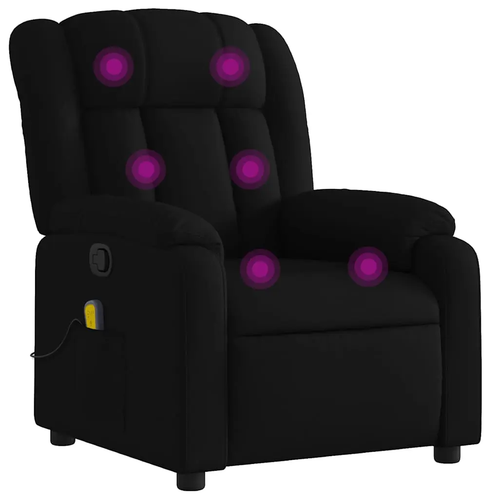 vidaXL Massage Recliner Chair, Reclining Armchair for Elderly, Wingback Push Chair for Home Theater Cinema, Modern Style, Black Fabric 373588