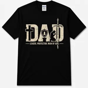 Unisex Short-Sleeve Round Neck Vintage Christian Dad Top, Man of God Graphic Streetwear Tee, Faith-Based Father's Day Gift for Christian Fathers, Casual Trendy Sports & Outdoor Apparel