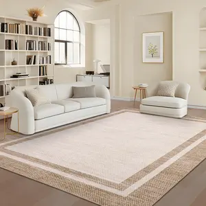 Modern Border Solid Color Rug Minimalist Style Decorative Washable Soft Non-shedding Non-slip TPR Backing Ultra-thin for Bedrooms Dining Rooms Offices and Living Rooms