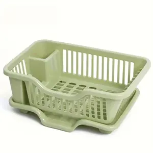 Kitchen countertop dish rack, dish drying rack with draining board, Dish Drying Organiser, durable plastic drainage basket, double-layer design, saves space, can hold plates, bowls, cups and tableware, suitable for kitchens, bathrooms, etc.