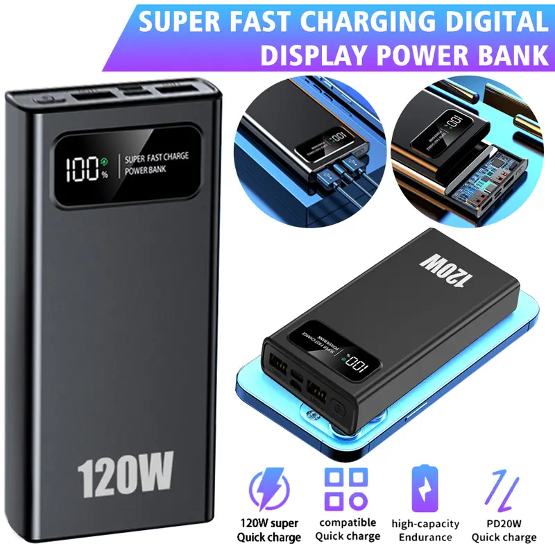 20000mAh 22.5W Ultra Fast Power Bank with Quick Charge 2, USB-C PD, 3 Interfaces, LED Digital Display, 1409cdb Batteries, Slim External Charger for iPhone 16 Series, Galaxy S23, Dual Input-Output, Micro Cable Compatible