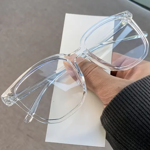 Adult Oval Frame Blue Light Blocking Eyeglasses - Plastic Friendly Frames, Protective Eyewear, Transparent Shell, Non-Prescription, Screen Glare Cut, Decrease Eye Fatigue, Fashion Glasses, Eye Fashion Accessory for Phone & Gaming Use (1pc)
