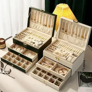 Multi-layer Jewelry Storage Box, 1 Count Space Saving Jewelry Holder Organizer, Desktop Jewelry Storage Box, Home Organizer for Jewelry, Earrings, Necklace, Bracelet, Lockable Jewelry Organizer