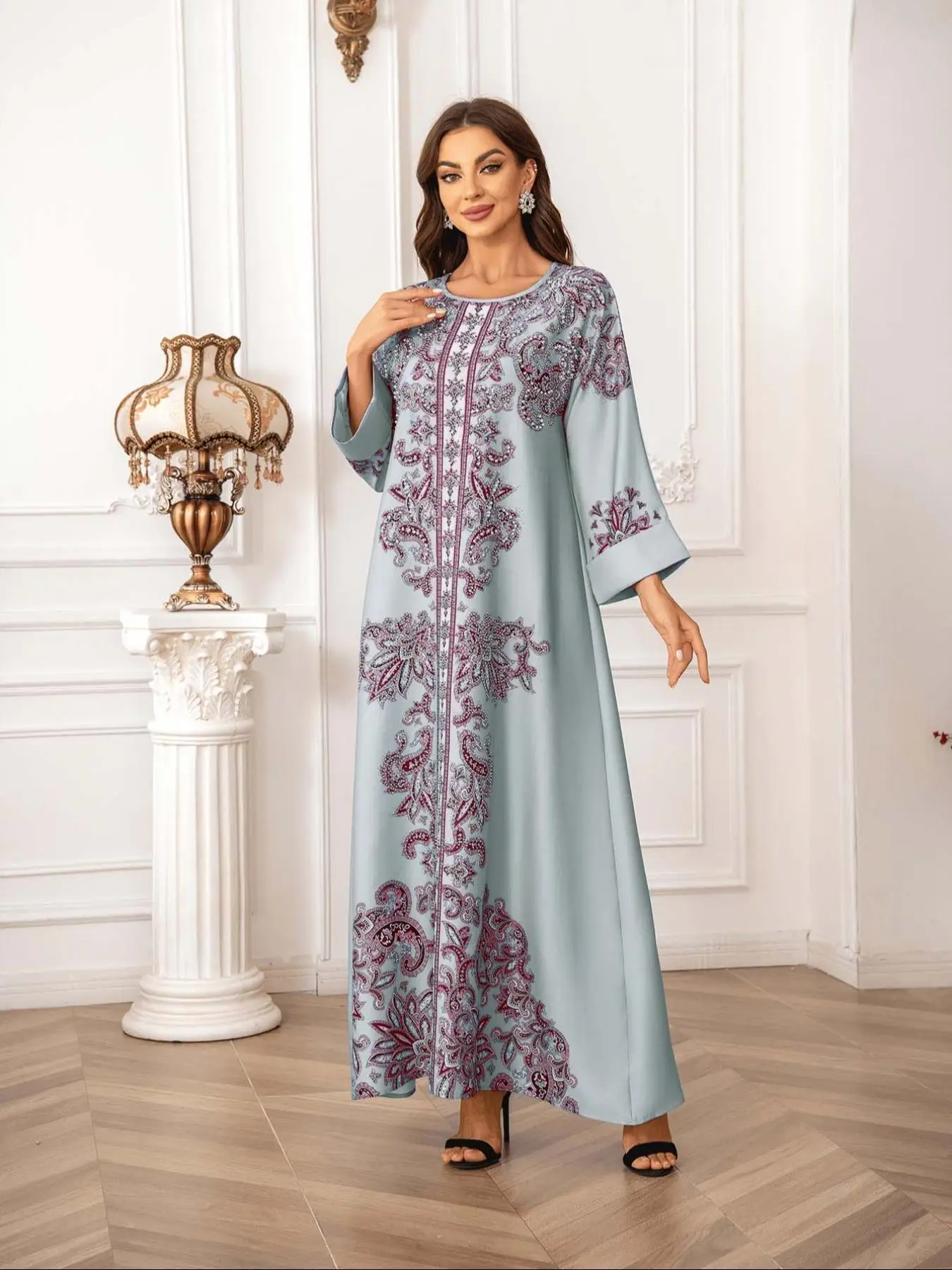 Women's Round Neck Dress, Elegant Long Sleeve Crew Neck Dress for Party Holiday Wedding, Ladies Clothes for All Seasons