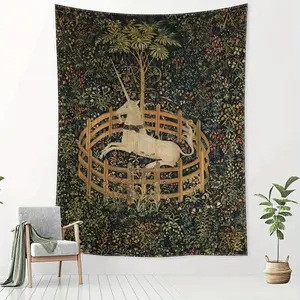 Forest Unicorn Tapestry Wall Hanging, Kawaii Aesthetic Room Decoration Decorating Design Home Goods Interior