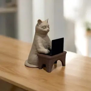 Coder Cat with Laptop Mini Figurine | The Perfect Gift for Computer Science, IT, Tech, Gamers, or Engineering Friends