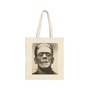 Vintage Frankenstein Portrait Tote Bag | Horror Monster Canvas Tote