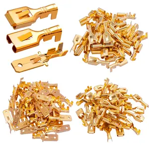 150PCS 6.3mm Male Female Spade Connector Quick Splice Crimp Terminals Non Insulated Wire Connector for Electrical Wiring Relay Car Audio Speaker N-005-6.3