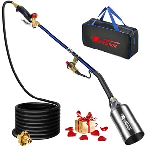Portable Propane Torch Burner Weed Torch with Storage Bag, Blow Torch with 10FT Hose, Weeder with Igniter for Garden Roofing Road Charcoal