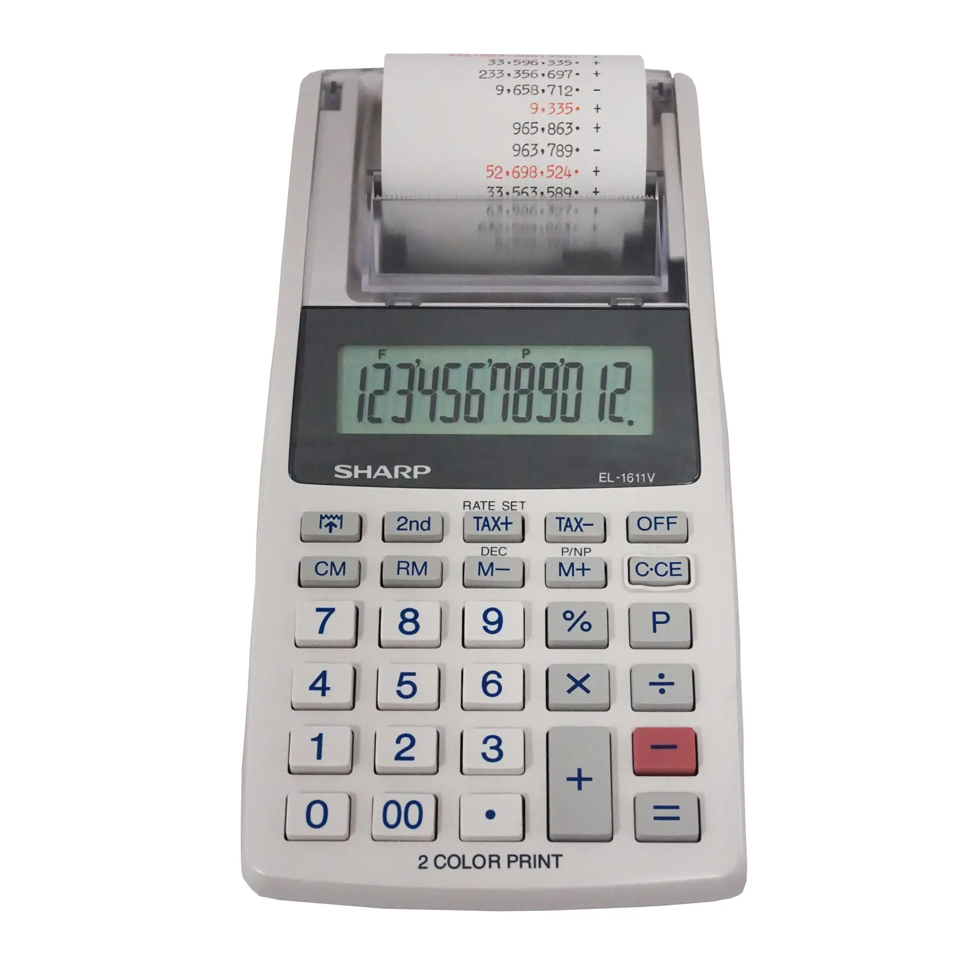 Sharp EL-1611V 12-Digit Portable Printing Calculator - Large LCD Display, 2-Color Printer, 4-Key Memory, Office Stationery Supplies for Home Office Accounting Use