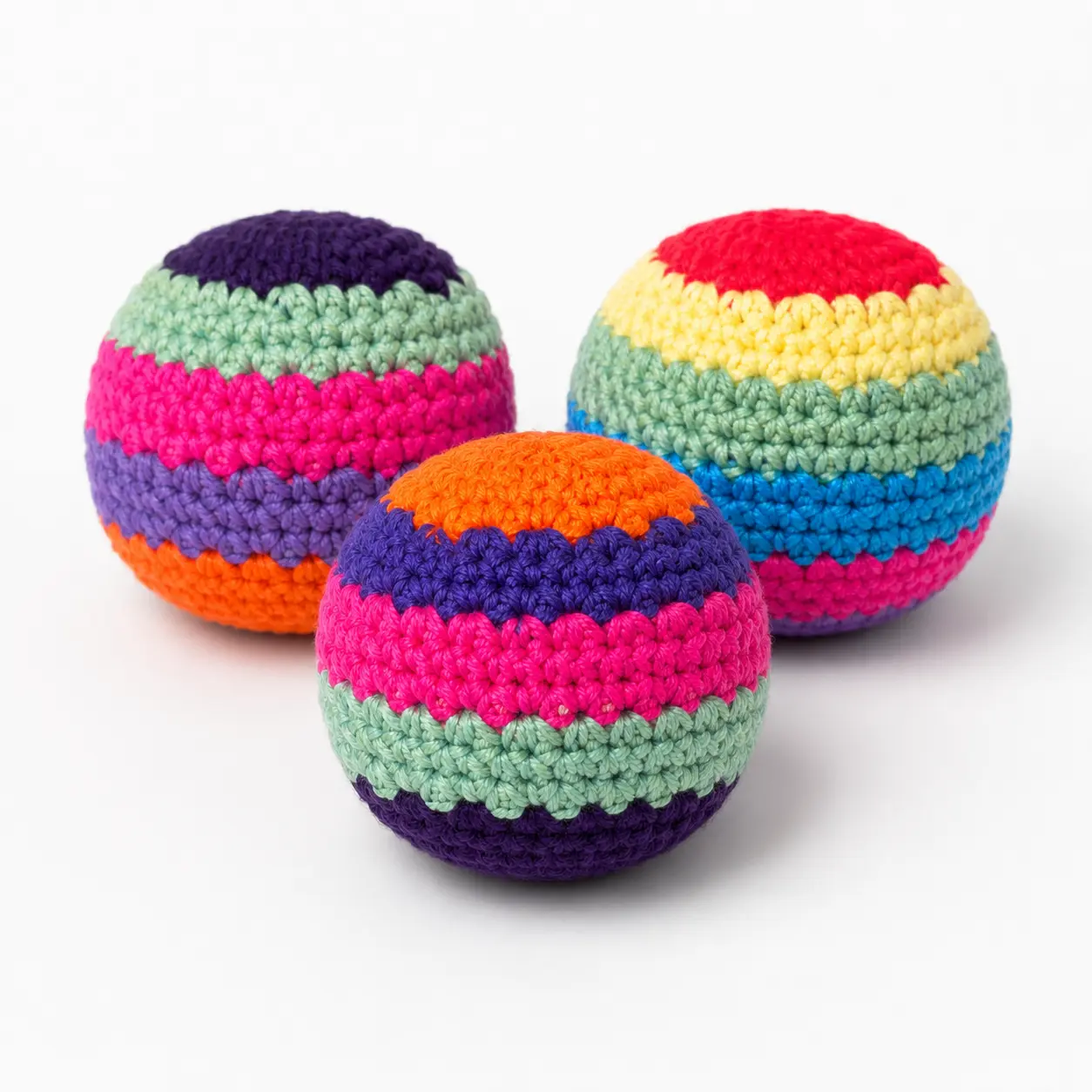 3 Pack Footbag Balls, Crochet Kick Sack Set, Knitted Outdoor Game Toys for Adults & Beginners, Party Beach Camping Play, summerwins