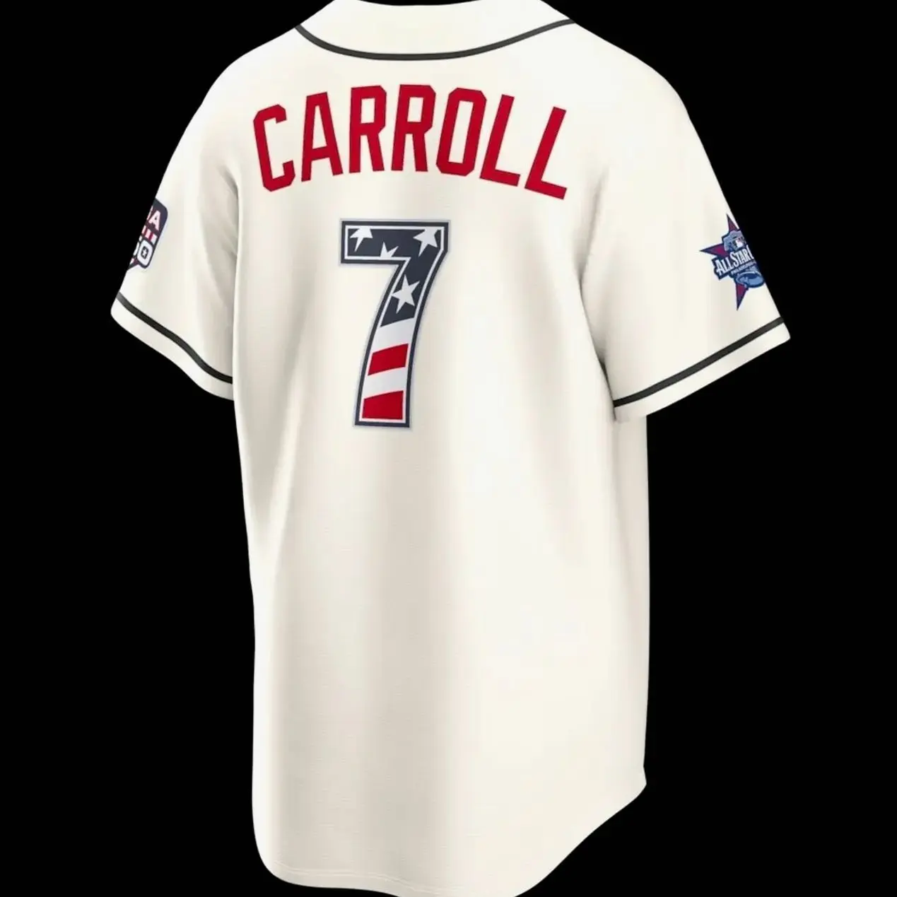 Unisex Baseball 2026 Arizona Carroll 7 Jersey 2026 All-Star Edition Stars & Stripes Cream Stadium Jersey