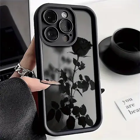 High Bamboo Rose Design Shockproof Protective Ultra-Thin Phone Case Cover Protector, Full Camera Lens Protection, Fits iPhone 17/16/15/14/13/12/11/plus/pro Max, Shockproof Smartphone Cover