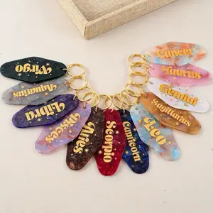 Zodiac Sign Astrology Keychain, Birthday Gifts, Marble, Car Accessories, Keys, Cute Gifts, Kids Gifts, Kawaii, Gold, Leo, Virgo, Gemini, Cancer, Libra