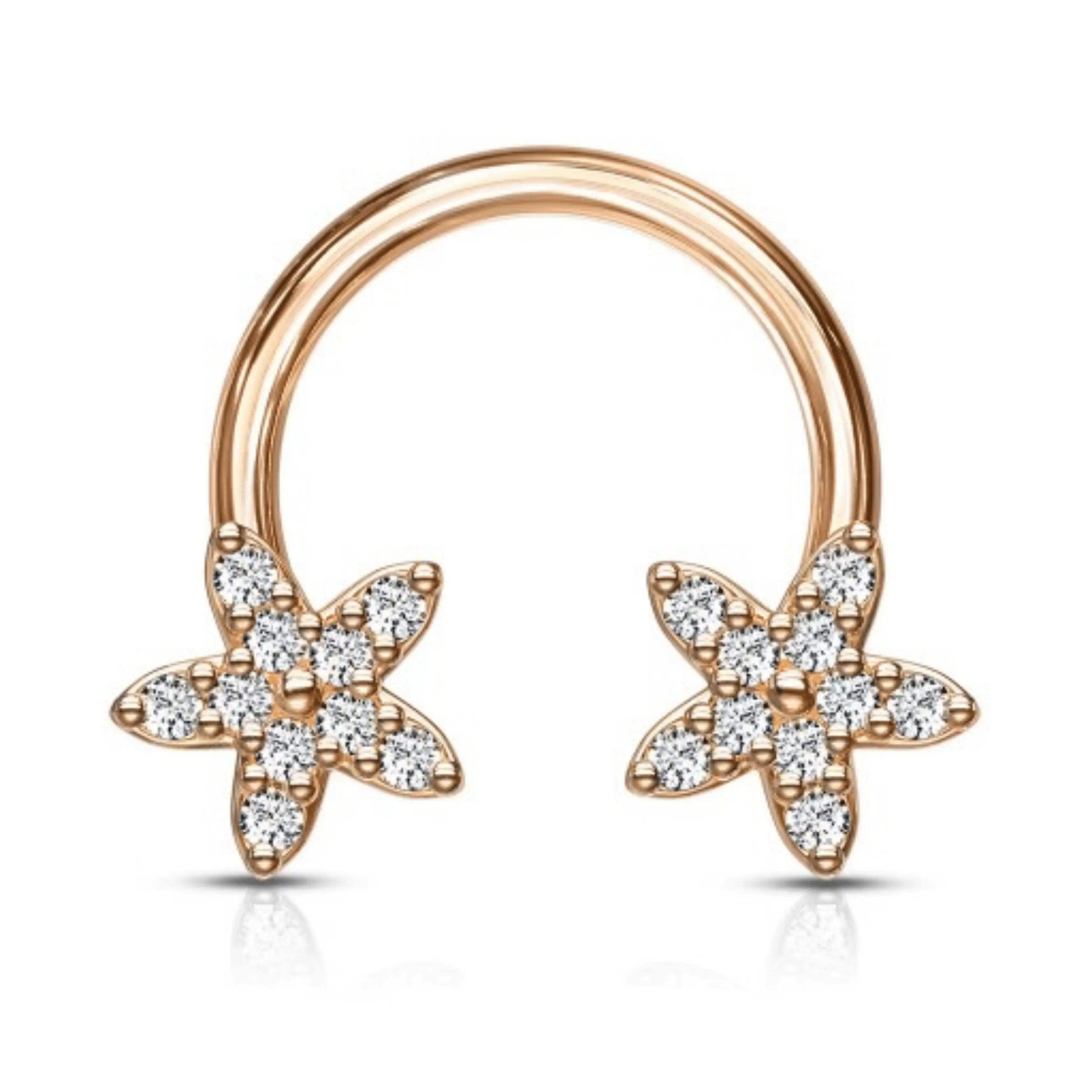 16 Gauge Flower Septum Piercing Ring with Delicate Bead Detailing for Comfortable Daily Wear and Boho Chic Style