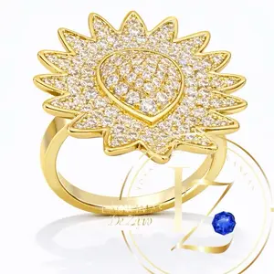 COD#1027 Big flower ring with clear zircon for special occasions