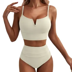 Aleumdr High Waisted Bikini Sets for Women V Wire Two Piece Swimsuits with Tummy Control & Adjustable Straps 2026 Beachwear SpringStatements