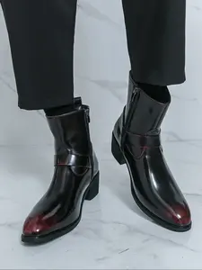 Men's Pointed Toe High-Top Chelsea Boots, Stylish and Comfortable Footwear for Everyday Wear, Perfect for Casual