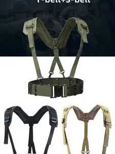 Outdoor Military Tactical Nylon Y Belt Waistband, Multi-Purpose Utility Belt, Sporty Style, All Seasons, Plain Pattern, Web Belt