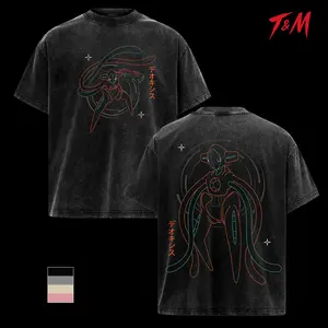 Pocket Monsters Deoxys Shirt, Vintage Acid Washed Anime Manga Tee, Oversize Heavyweight Cotton T Shirt, Unisex Streetwear Top, Graphic Anime Tee, PKM Fan Gift