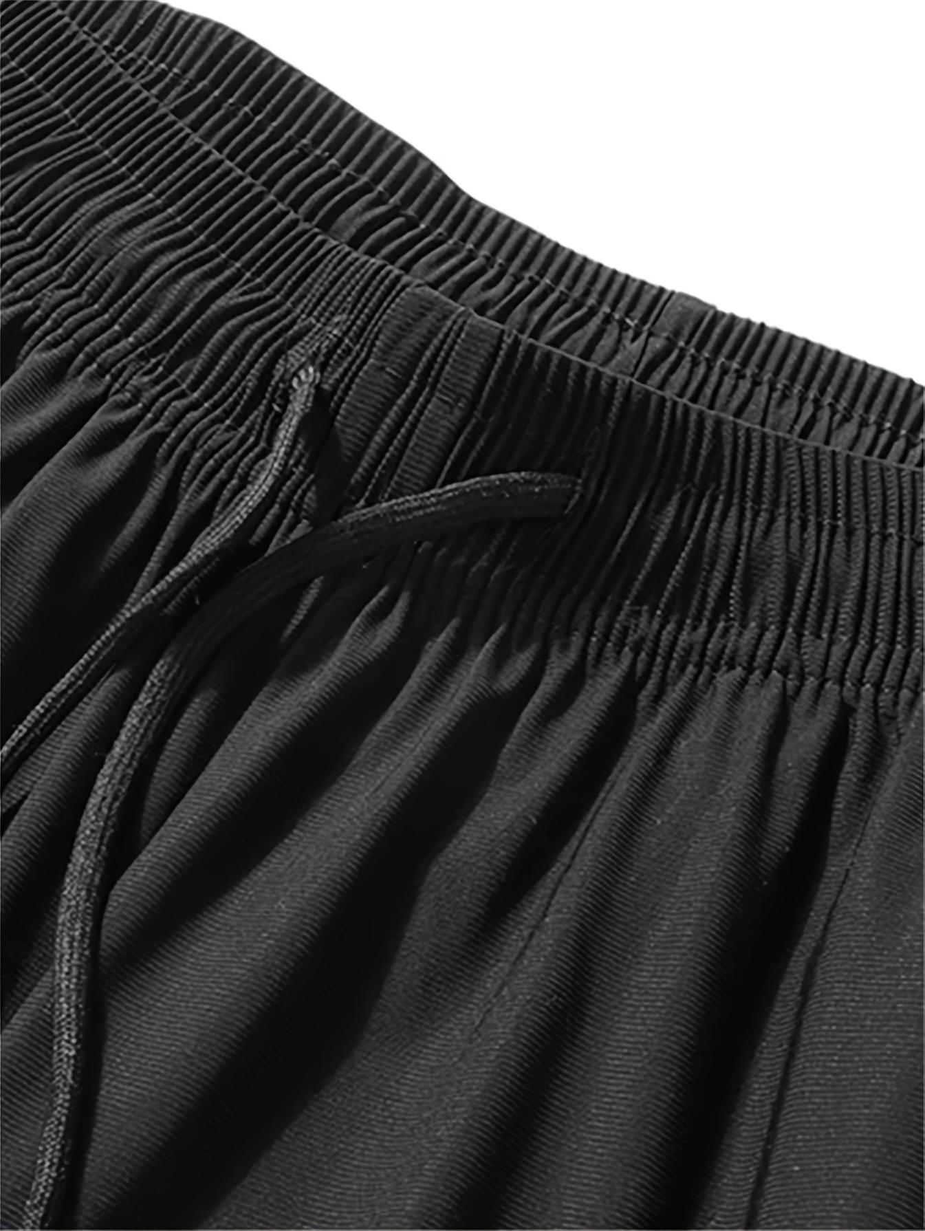 Men’s Ice Silk Sports Pants, Set of 3 – Elastic waistband with drawstring design, moisture-wicking workout pants suitable for gym, climbing, tennis, and basketball – Regular-fit casual athletic long pants, menswear