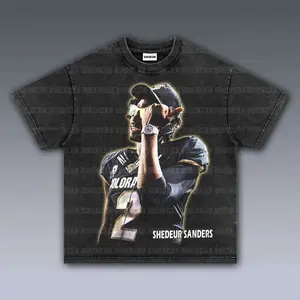 [SALE Up To 50% Off] Shedeur Sanders Graphic Tee, Y2K Crew Neck Streetwear T-Shirt, Unisex Crew Neck Tee, Vintage Football Graphic, Sports Player Bootleg Premium Style, Casual Cotton Fit 1 Sided