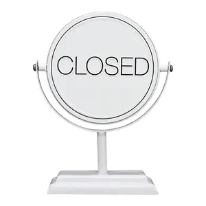 Open/Closed-2 Sided Rotating Metal Table Top Decoration, Embossed Metal Signs for Home Decoration,6.125 x 2.5 x 7.625 Inches