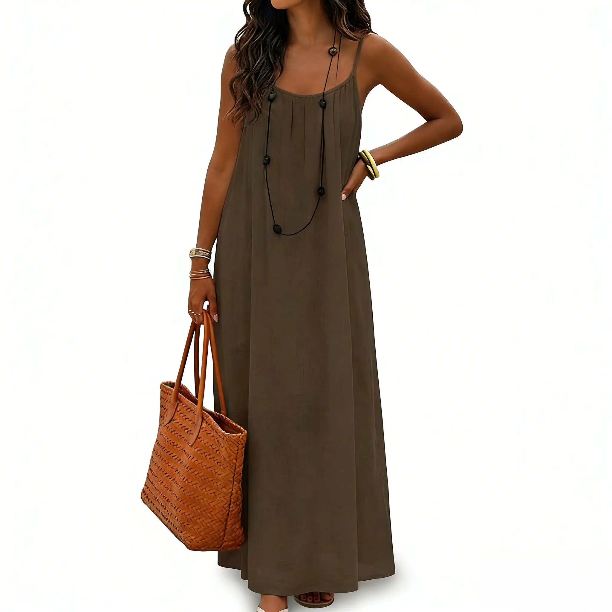 2026 Minimalist Backless Maxi Dress | Spaghetti Strap Tie Back Dress |  Effortless Summer Outfit for Women # MaxiDress # BacklessDress #  SpaghettiStrap # TieBack # SummerDress # BeachWear # Outfit of the Day #  WomensFashion # BohoDress - TikTok Shop