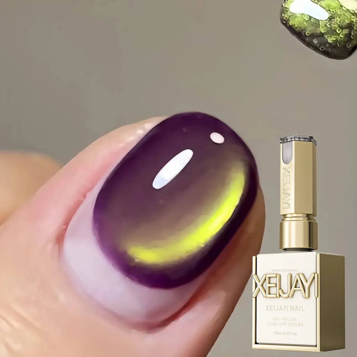 1PC 15ML Super Bright Ggreen Grape Flash Cat's Eye M159 Nail Gel Temperament Nail Art Super Shiny Bright Firm Lasting Suitable For Home Nail Art DIY Female Salon Nail Art Polish Manicure