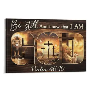 1pc Framed Painting Bible Verse Canvas Posters And Prints Wall Art Pictures With Frame For Living Room & Bedroom, Home Decoration, Festival Gift For Her/Him, Ready To Hang, Wooden Wall Art