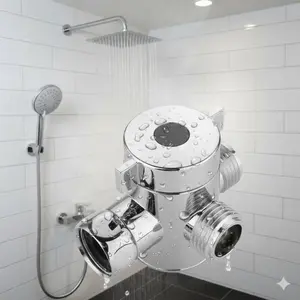 Triple Function Shower Valve Converter Tool-Free Installation Dual Outlet Adapter G1/2 Fitting Compatible with Bidet Sprayer Hand Shower Standard Shower Head Eco Brass Universal Quick Connect Upgrade Kit Bathroom Renovation Multi Tool Shower Duo