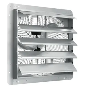 VEVOR 24'' Shutter Exhaust Fan, High-speed 3320 CFM, Aluminum Wall Mount Attic Fan with AC-motor, Ventilation and Cooling for Greenhouses, Garages, Sheds, Shops, FCC